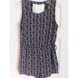 ❌SOLD❌ Hem & Thread Patterned Romper with Low Back
